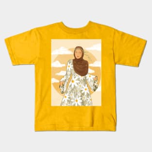 Hijabi Daisy Girl Kids T-Shirt